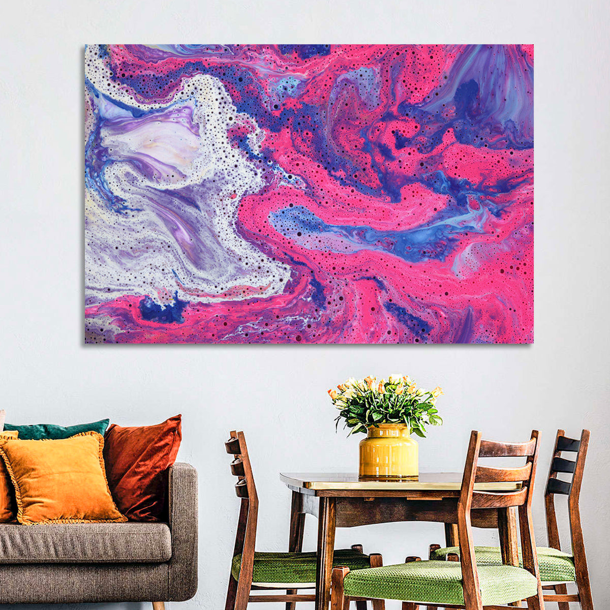Magenta Bubble Fluid Abstraction Wall Art