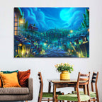 Halloween Cemetery Gate Illustration Wall Art
