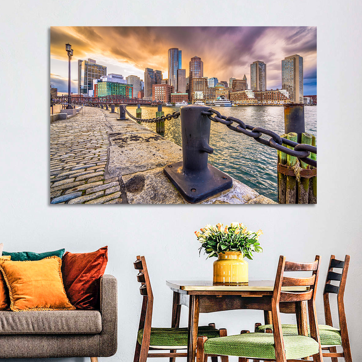 Boston Harbor at Dusk Wall Art