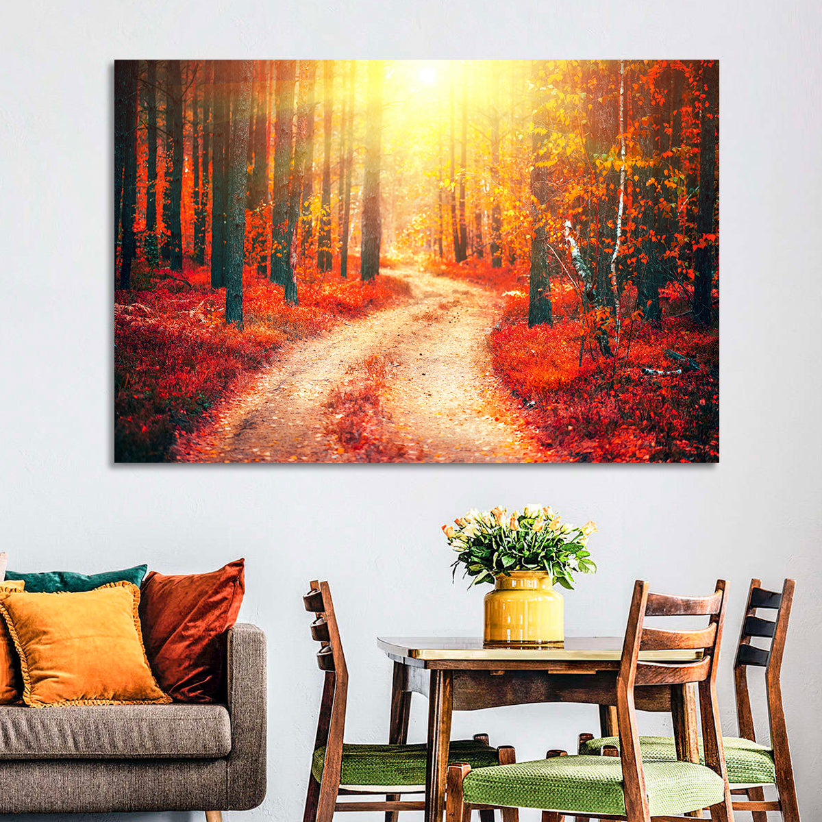 Golden Path Through Autumn Woods Wall Art