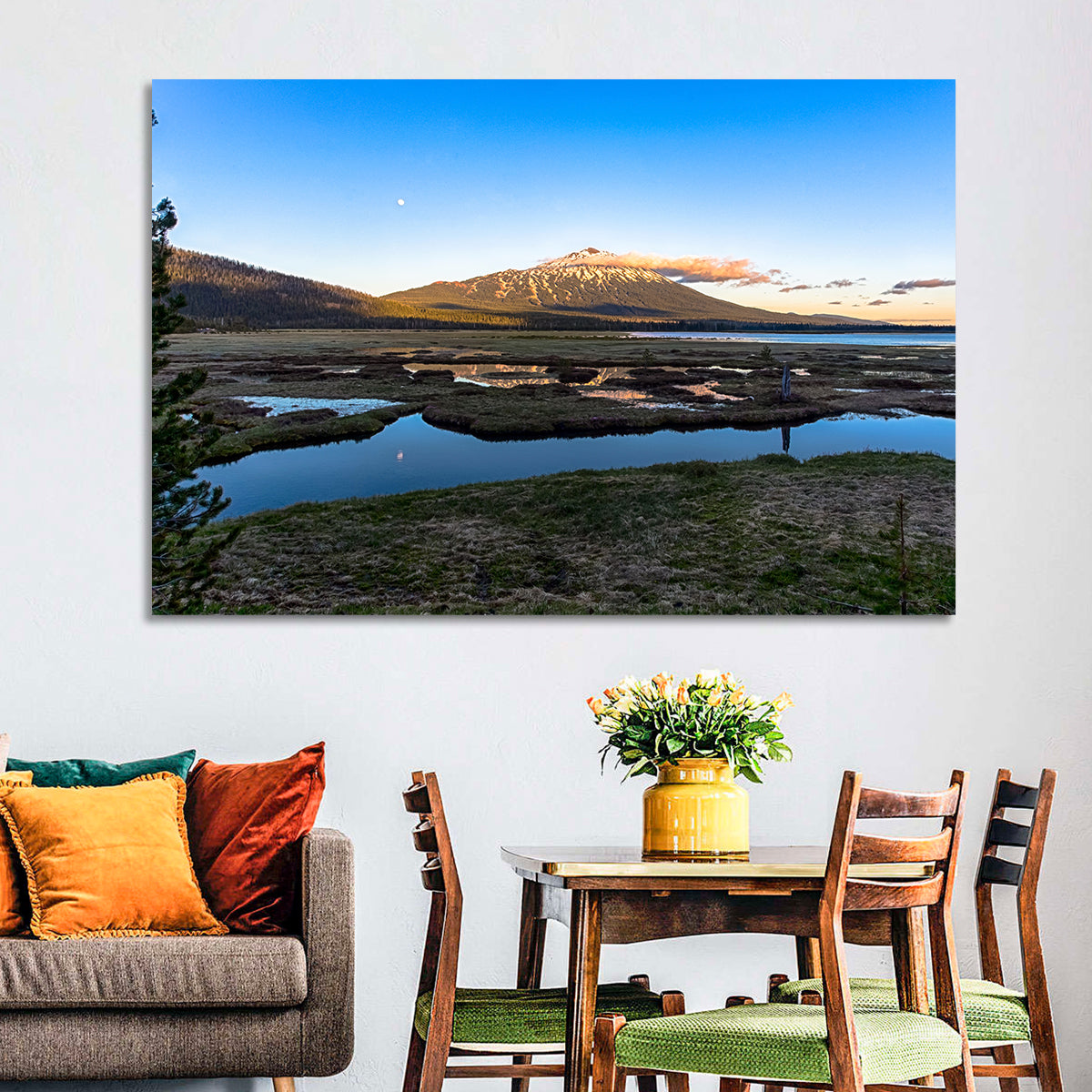 Mount Bachelor Moonlit Sunset Wall Art