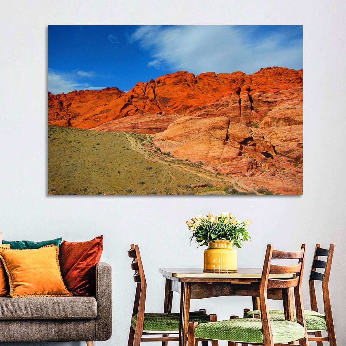Red Rock Canyon Trail Wall Art in a room, landscape