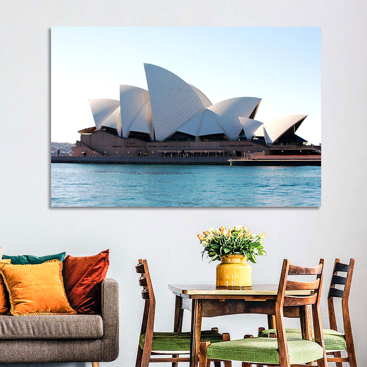Sydney Opera House Harbor View Wall Art in a room, landscape