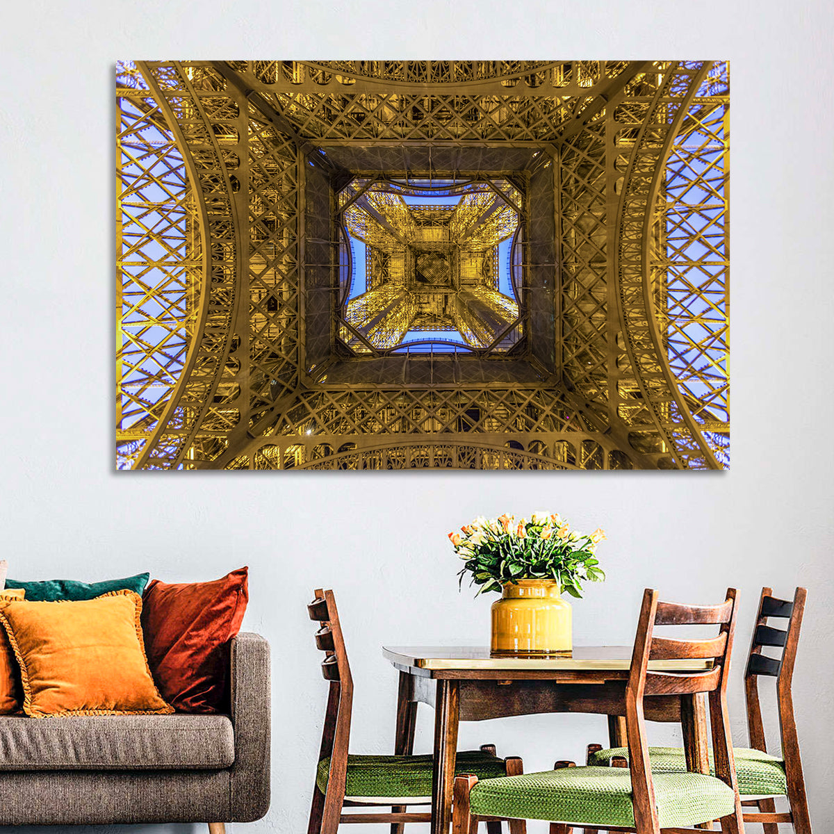 Eiffel Tower Lattice at Dusk Wall Art