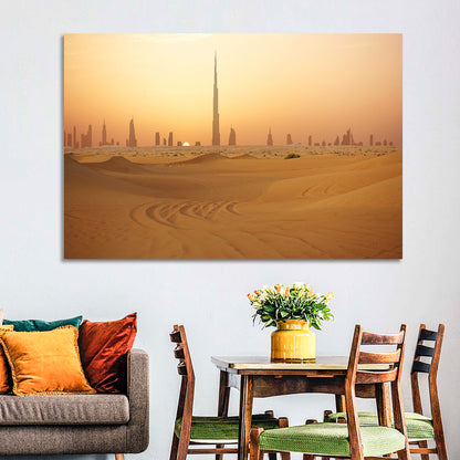 Dubai Skyline at Sunset Wall Art