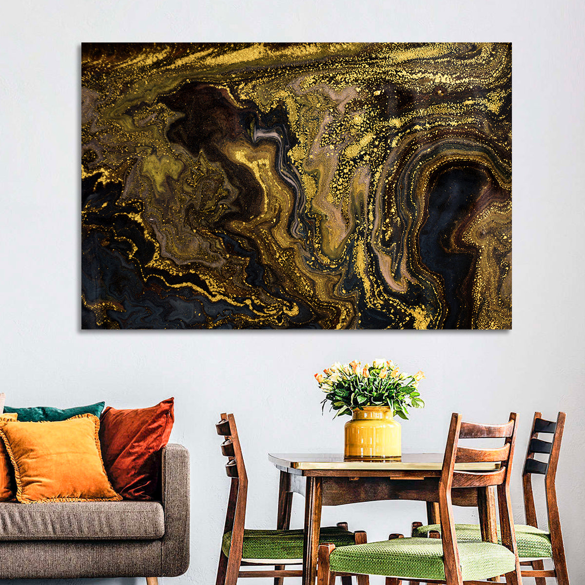 Black and Gold Marble Abstraction Wall Art