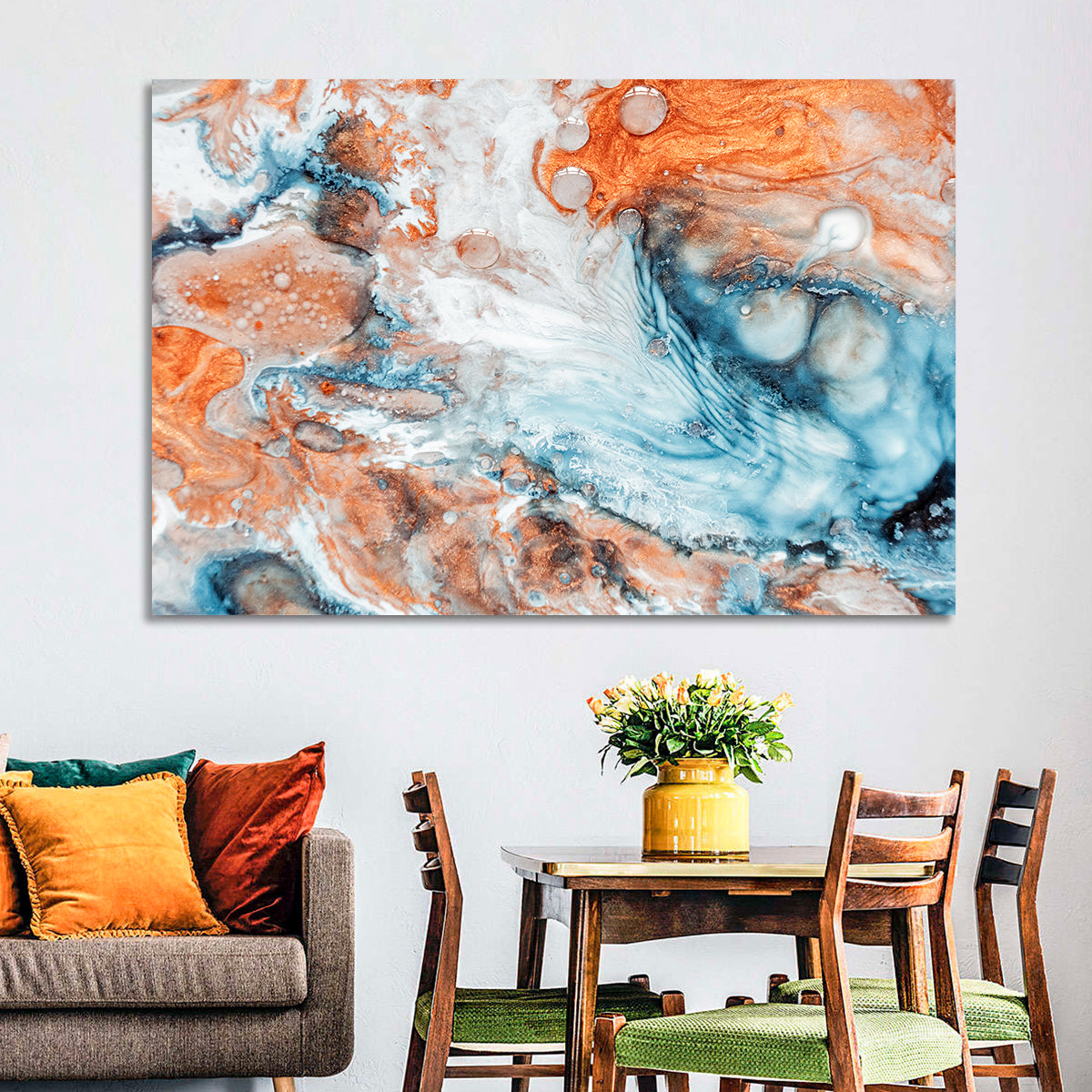 Copper Marble Fluid Abstract Wall Art