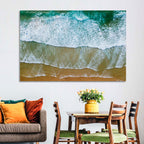 Aerial Teal Beach with Surfers Wall Art