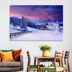 Snowy Mountain Cabin Wall Art