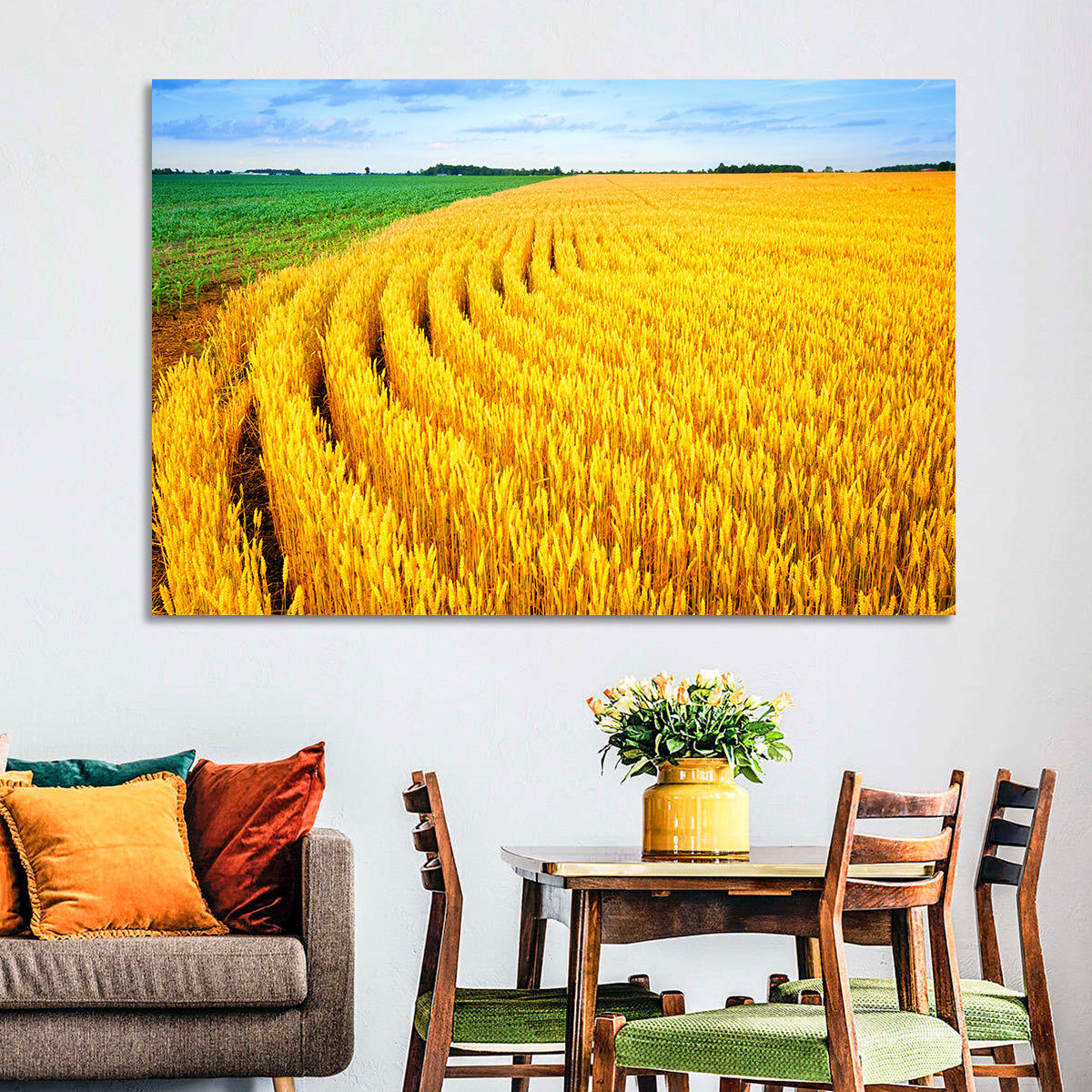 Summer Wheat Field with Curved Paths Wall Art