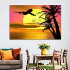 Wide-body Airplane Over Caribbean Dusk Wall Art