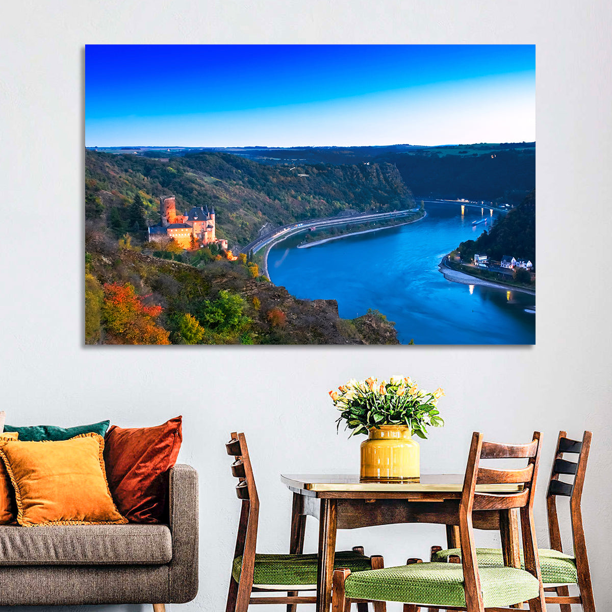 Rhine Valley at Dusk Wall Art in a room, landscape