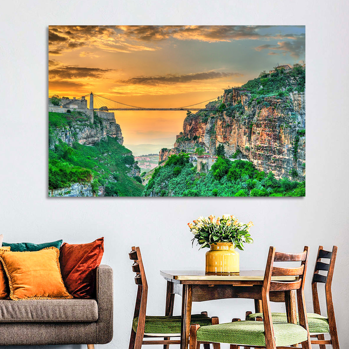Sidi M'cid Bridge Over Constantine Canyon Wall Art in a room, landscape