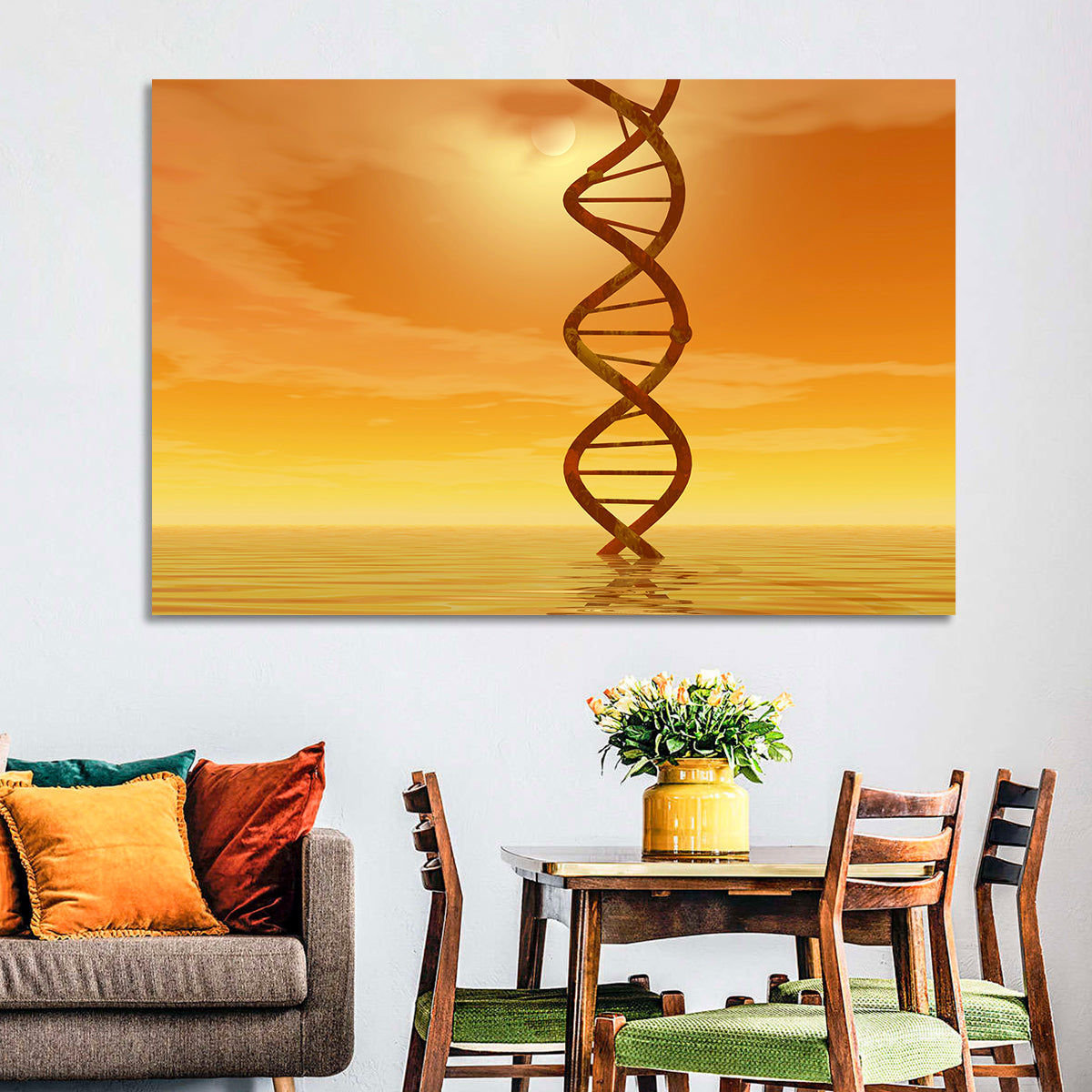 Dna Helix at Sunset Wall Art in a room, landscape