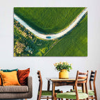 Aerial Farm Fields at Golden Hour Wall Art