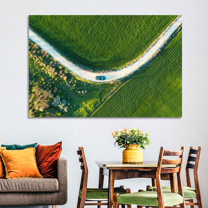 Aerial Farm Fields at Golden Hour Wall Art