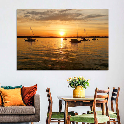 Lake Mendota Golden Sailboats Wall Art