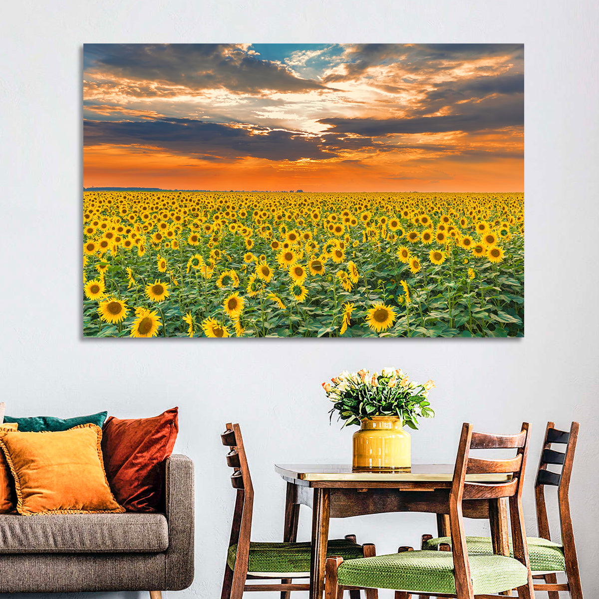 Golden Hour Sunflower Field Wall Art