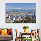 Portland Skyline with Mount Hood Wall Art