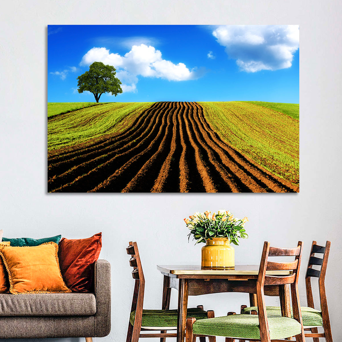 Plowed Field with Lone Tree Wall Art