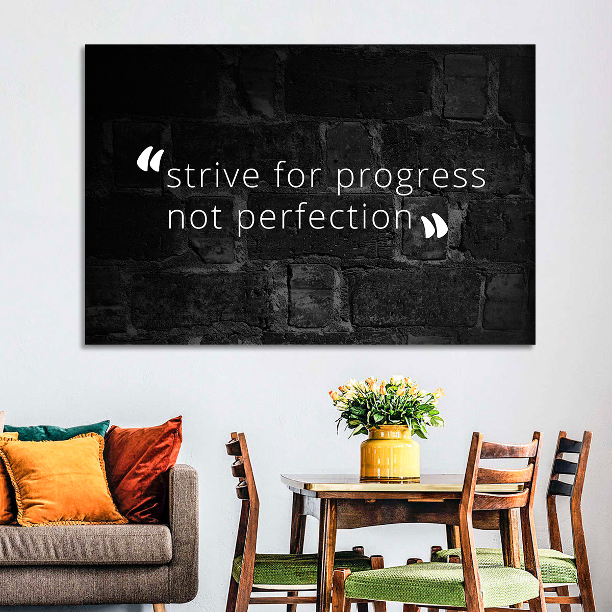Strive for Progress Brick Typography Wall Art