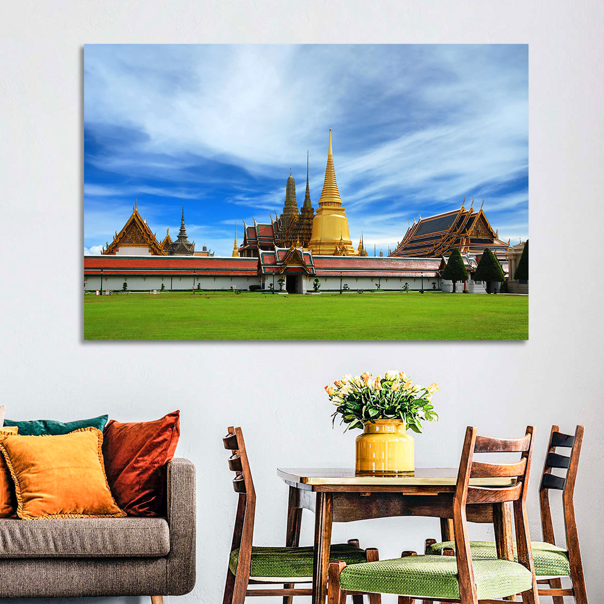 Golden Stupa at Wat Phra Kaew Wall Art in a room, landscape