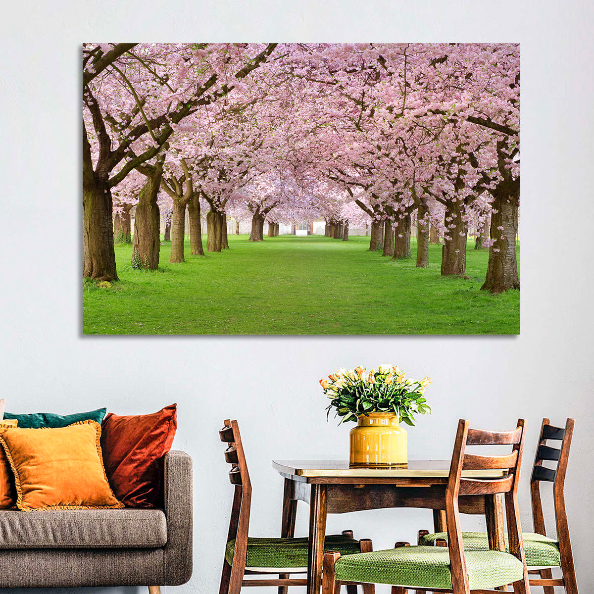 Cherry Blossom Avenue Wall Art in a room, landscape