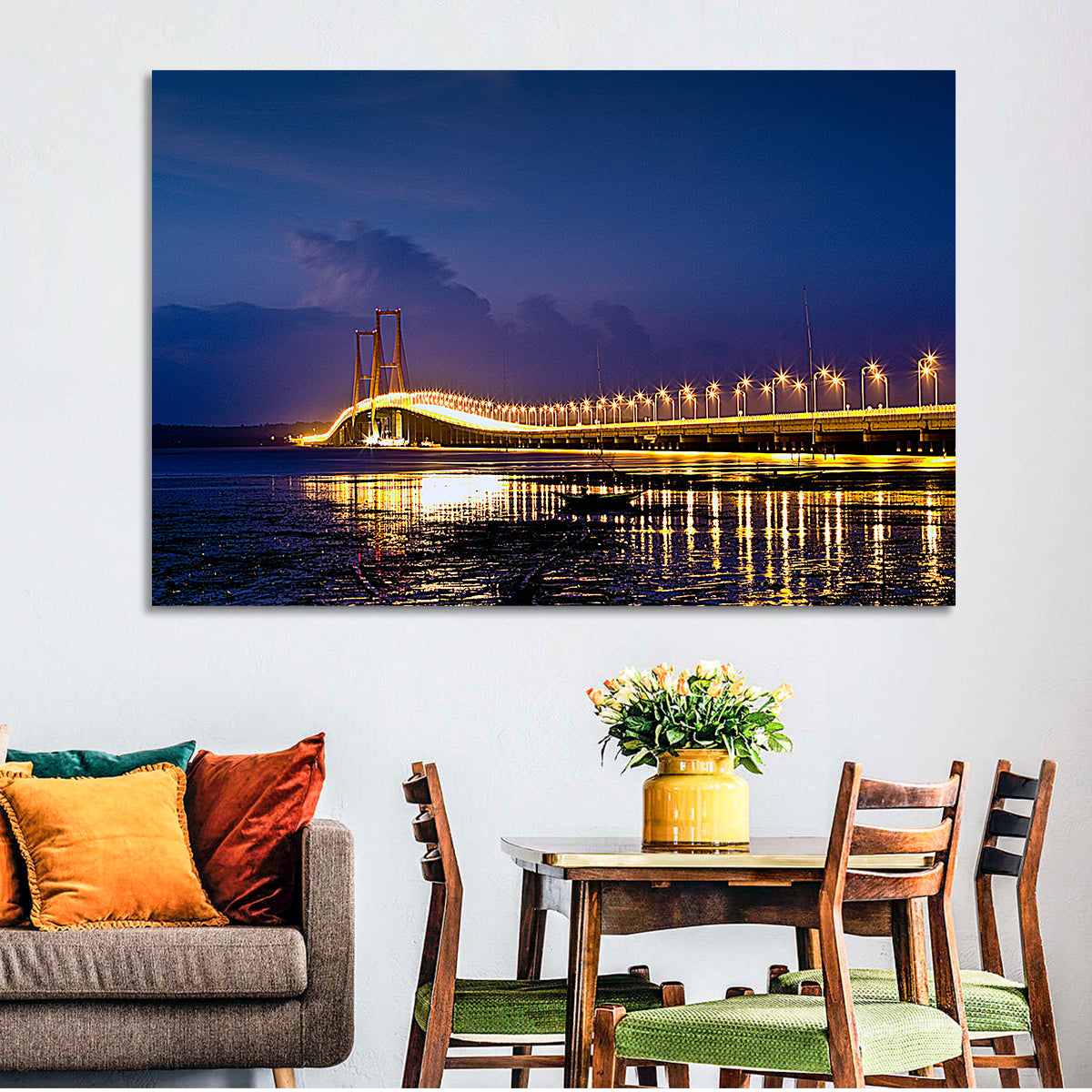 Suramadu Bridge at Dusk Wall Art in a room, landscape