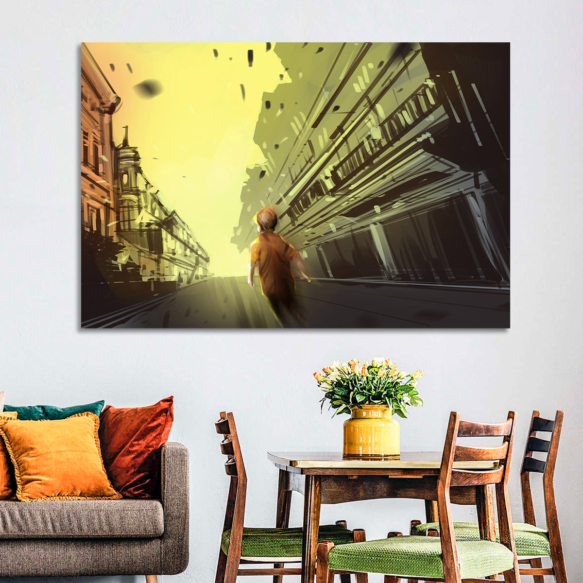 Child Walking Toward Light Wall Art in a room, landscape