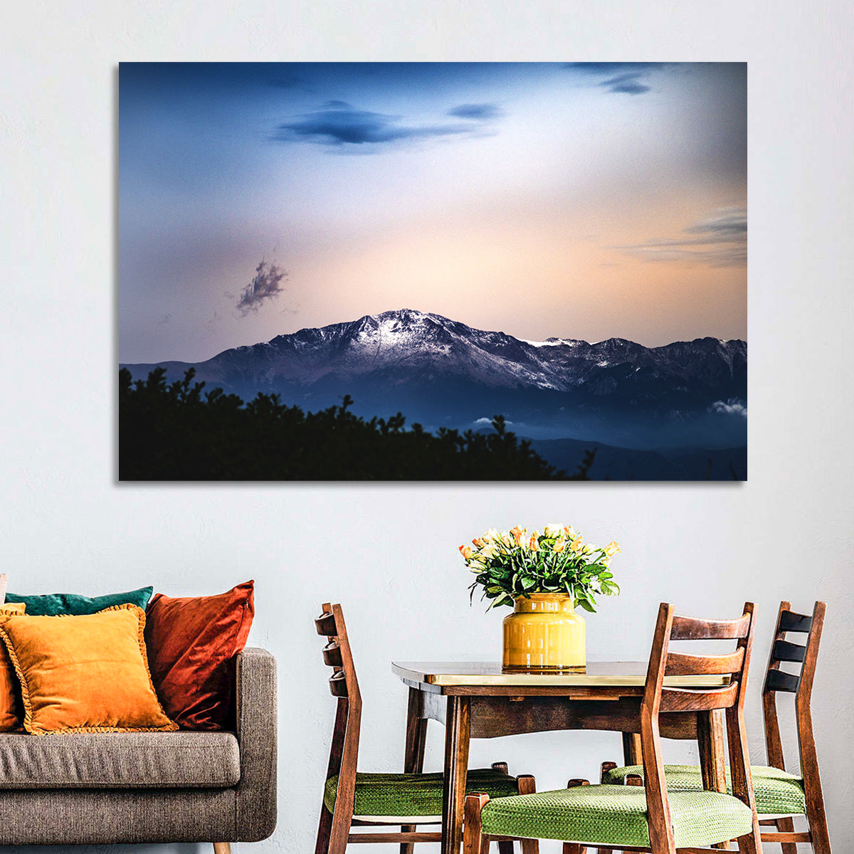 Snow-capped Pikes Peak at Dusk Wall Art