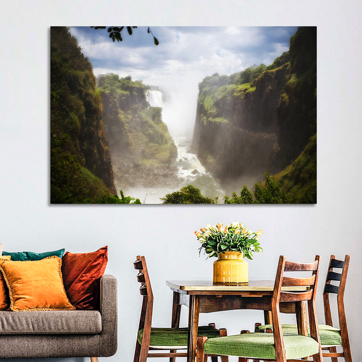 Victoria Falls Zambezi Gorge Wall Art in a room, landscape