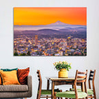 Mount Hood Over Portland Skyline Wall Art
