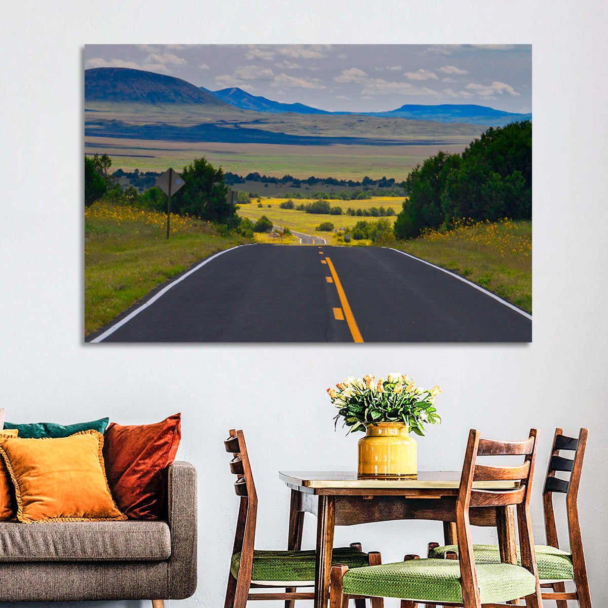 New Mexico Highway Wall Art in a room, landscape