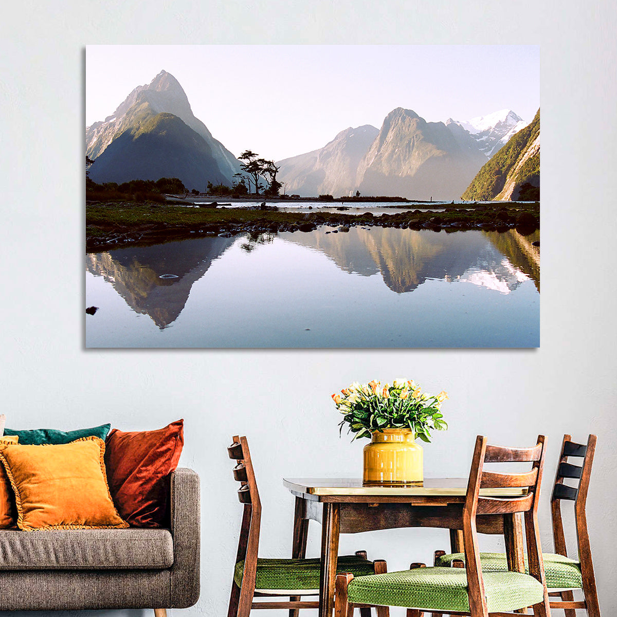 Mitre Peak Reflection at Milford Sound Wall Art
