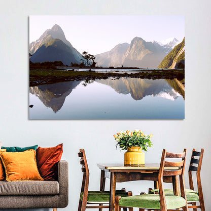 Mitre Peak Reflection at Milford Sound Wall Art