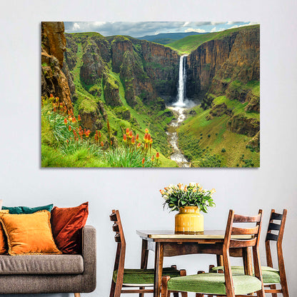 Maletsunyane Falls with Torch Lilies Wall Art