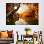 Golden Autumn River Reflections Wall Art