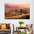 Santiago Skyline at Sunset Wall Art