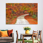 Misty Gravel Path Through Autumn Trees Wall Art