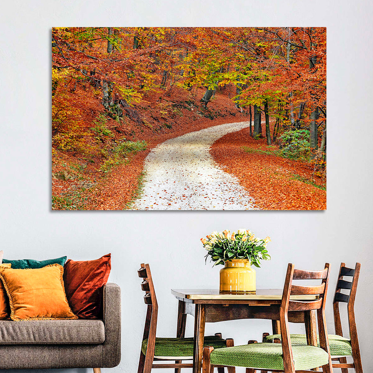 Misty Gravel Path Through Autumn Trees Wall Art