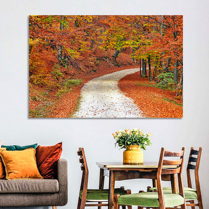 Misty Gravel Path Through Autumn Trees Wall Art