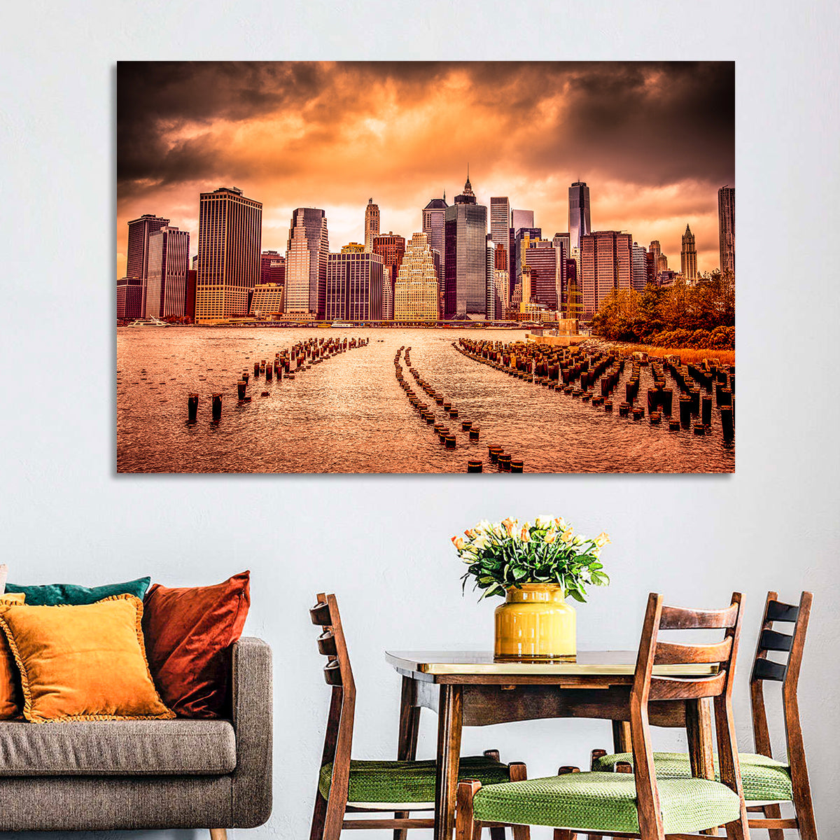 Lower Manhattan Financial District Wall Art in a room, landscape