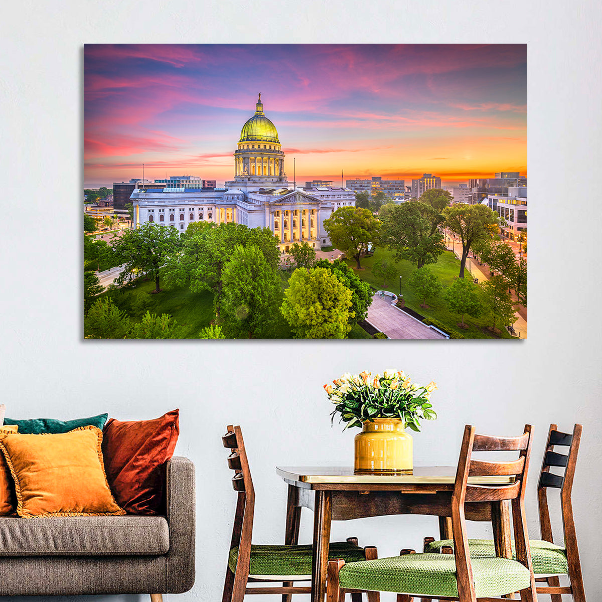 Madison State Capitol at Dusk Wall Art in a room, landscape