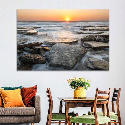 Golden Hour Rock Shoreline Sunset Wall Art