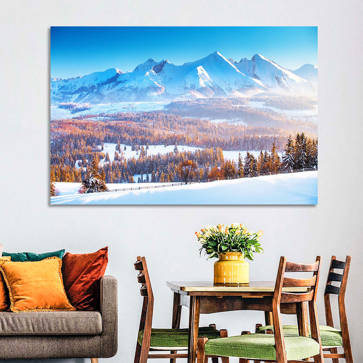 Snowy Mountain Peaks at Sunrise Wall Art