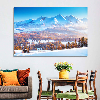 Snowy Mountain Peaks at Sunrise Wall Art