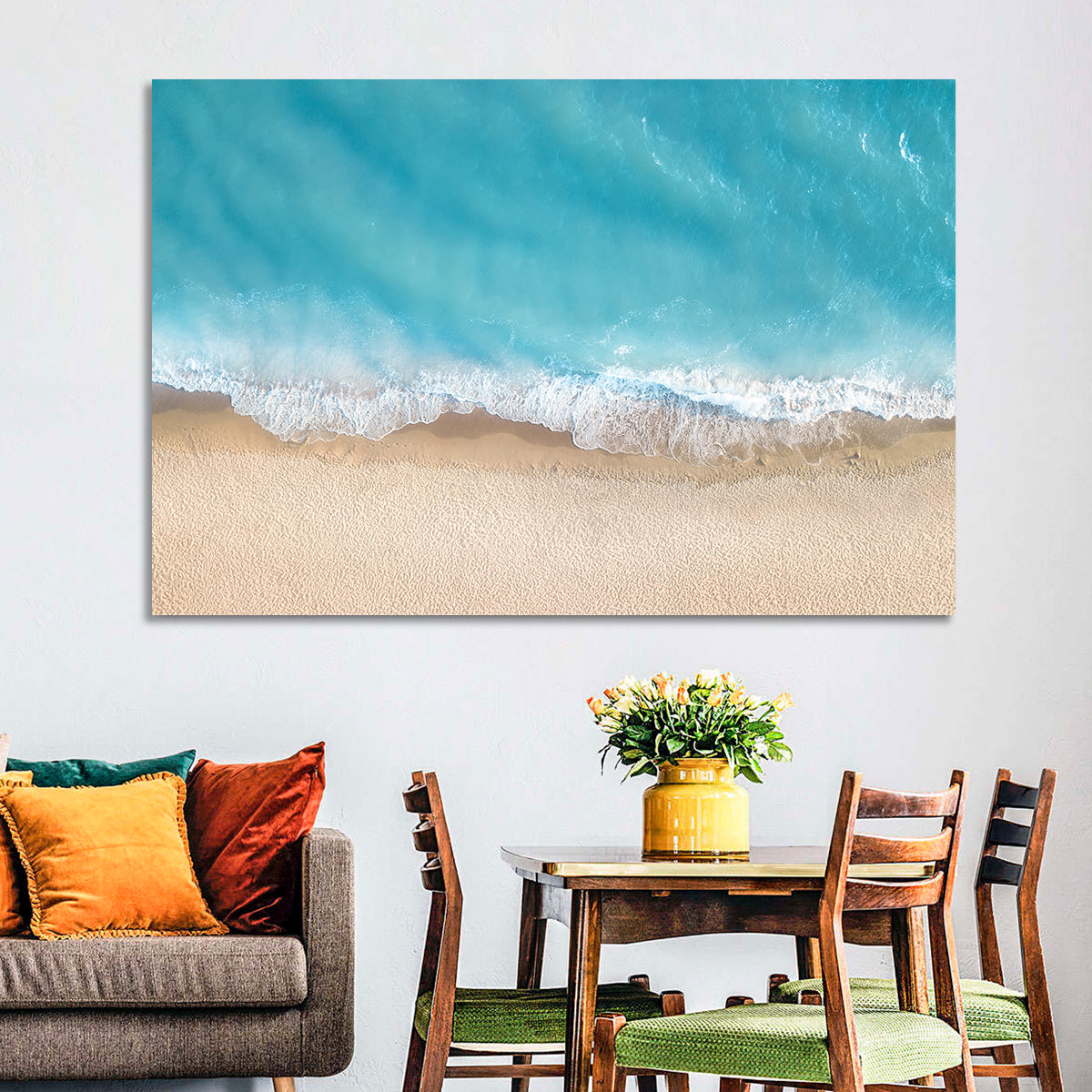 Top-down Turquoise Beachscape Wall Art