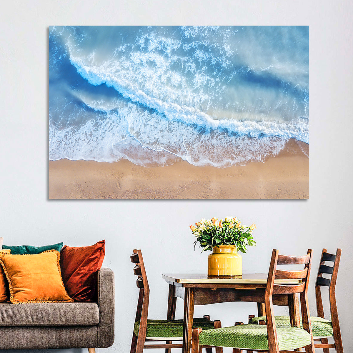 Aerial Turquoise Beach Waves Wall Art