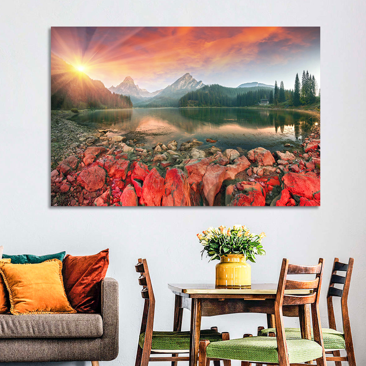 Obersee Sunrise Over Red Rocks Wall Art
