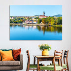 Roudnice Castle Riverbank Reflections Wall Art